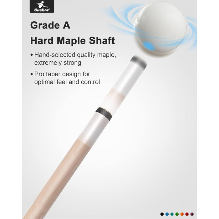 Набір київ для більярду CUEBAR (2 шт.), 58 дюймів, для дорослих, з імітацією шкіряної ручки, 2 кольори та ваги.