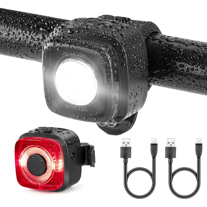 Велофара LED Ventvinal, комплект (передня та задня), USB-зарядка, Stvzo, водонепроникність IPX5