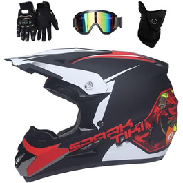 Шолом мотокросовий унісекс, повний захист обличчя, для мотогонщиків, MTB, ATV, картинг, скутер, квадроцикл, дорослий, червоний, розмір M (54~55 см)