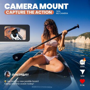 Надувний SUP Борд для дорослих з аксесуарами та кріпленням для камери, 320x81x15см, 10'6', вантажопідйомність 150кг, чорний