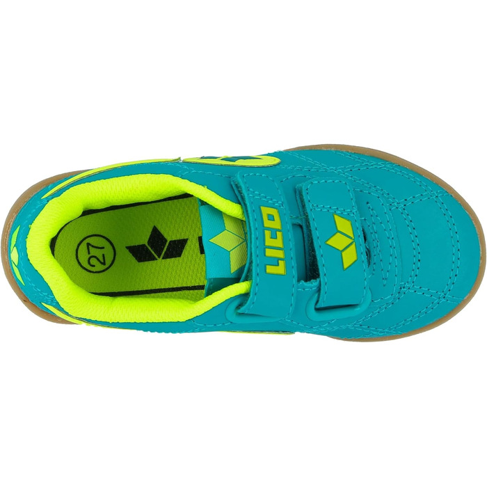 Дитячі кросівки для залу Lico Bernie V Unisex, Petrol Lemon, розмір 32 EU, на липучках