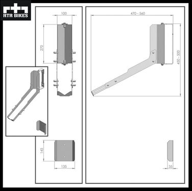 Кріплення для велосипеда RTR BIKES Kranked Twist – поворотне на 180°, для електровелосипедів та MTB до 30 кг, підходить для коліс 24-29 дюймів та шин 3,5