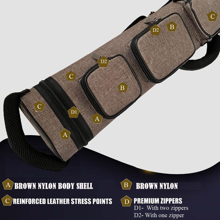 Чемпіон 4S2B, 6S3B Більярдний кий, 2 x 4, 3 x 6, Нейлон/Шкірозамінник, Зелений (3X6 (3B6S), Коричневий)