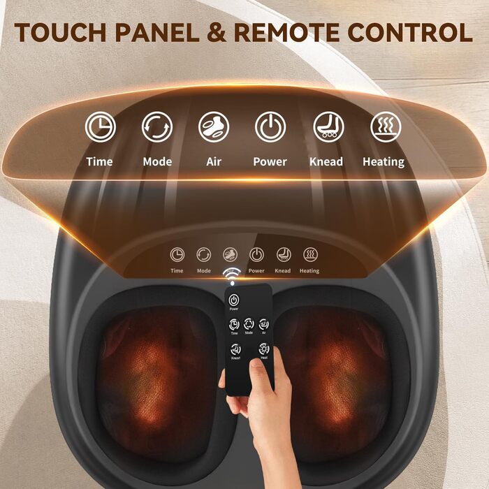 Масажер для ніг з підігрівом WERTYI Shiatsu, глибокий масаж, компресія, мульти-режими, пульт ДК, подарунок для чоловіків та жінок