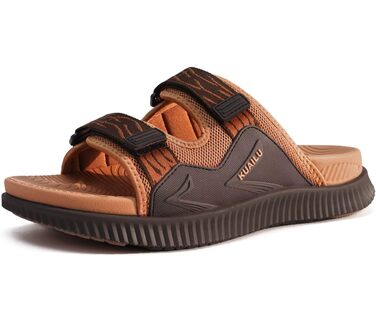 Чоловічі спортивні сандалі KuaiLu з м'якою устілкою, липучкою, літні відкриті шльопанці, колір - засмагалий, розмір 44 EU