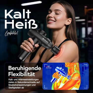 Масажер AERLANG з підігрівом та охолодженням: для зняття м'язового болю, 7 насадок, тиха робота, ідеальний подарунок для чоловіків (чорний)