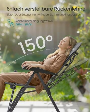 Складний туристичний стілець SONGMICS для дорослих, регульована спинка, обертається, з підстаканником, для відпочинку, кемпінгу, риболовлі, сірий