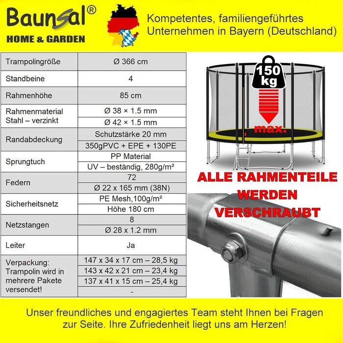 Трамплін для саду Outdoor FGOS Ø 366 см (жовто-чорний) - Комплект для дітей