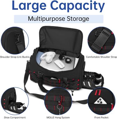 Чоловіча тактична спортивна сумка для подорожей та залу з окремим відділенням для взуття, універсальний дорожній рюкзак-вікенд