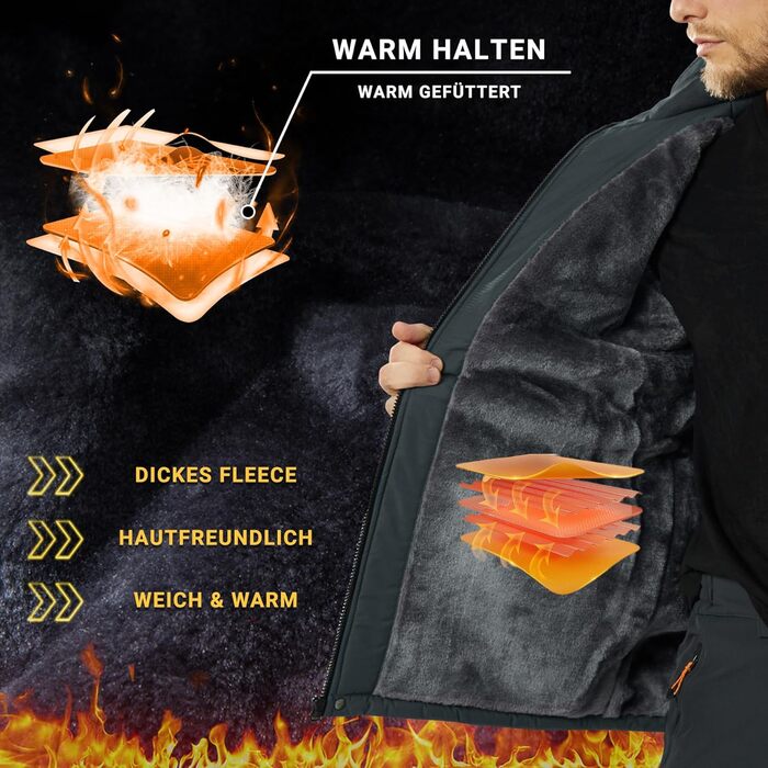 Чоловіча зимова куртка KEFITEVD: водонепроникна, дихаюча, з капюшоном, для сноуборду та активного відпочинку, сірий колір