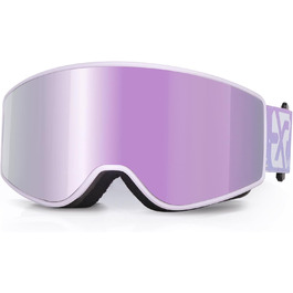 EXP VISION Лижна маска з антифогом, набір для батьків і дітей, 100% UV захист, OTG сноуборд-окуляри для чоловіків, жінок, підлітків і дітей, бузкова