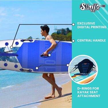 Надувна SUP-дошка Skiffo PB-SXY108C Dropstitch 325×84×15 см, комплект (весло, насос, рюкзак), до 120 кг, для чоловіків усіх рівнів