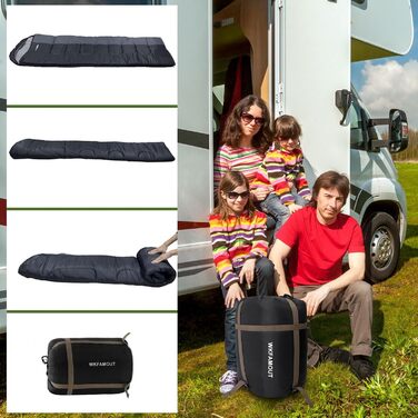 Сплячий мішок Outdoor для дорослих, машинного прання, зимовий, водонепроникний, 3-4 сезони, з компресійним мішком. Підходить для кемпінгу, походів, подорожей. Температурний режим: 0°C (комфорт 5°C). Чорний (220x85 см, L)