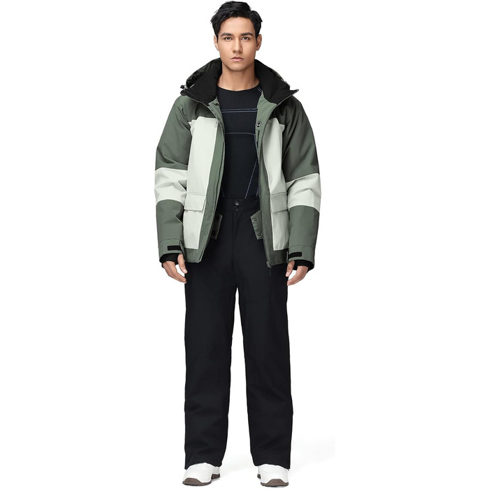 Чоловічий комплект гірськолижний HOTIAN: куртка та штани, водонепроникний, дихаючий, з капюшоном. Ідеально для сноуборду та катання на лижах. Розміри L, LGR+BK