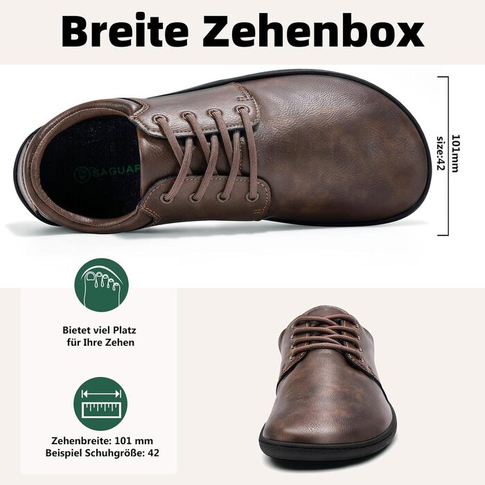 Чоловічі тапочки-мінімалісти SAGUARO Noble II: легкі, з широкою передньою частиною та антиковзкою підошвою, розмір 36-48 (колір: коричневий)