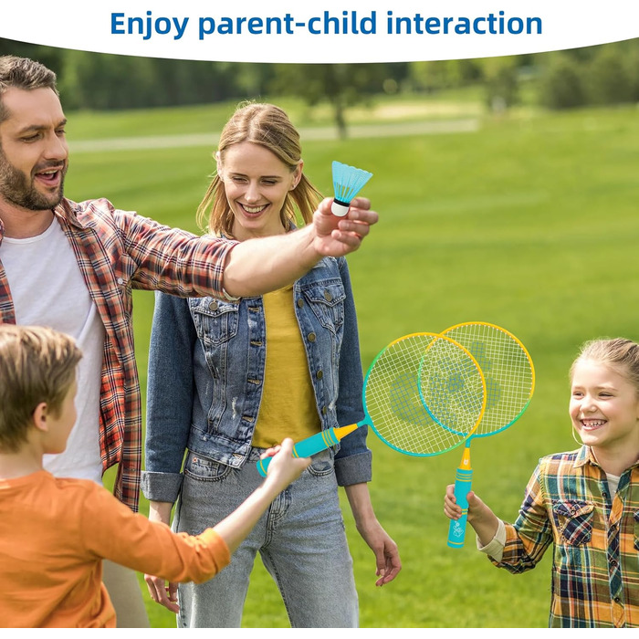 Набір для бадмінтона QKTYB для дітей від 4 до 8 років, легкий алюмінієвий, для початківців, з сумкою, зелений (кольоровий)