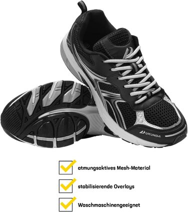 Чоловічі бігові кросівки Mombasa з дихаючого сітчастого матеріалу та зчепною підошвою. Білі (43 EU, Чорний)