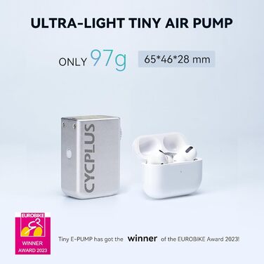 Електрична велосипедна міні-насос CYCPLUS Tiny E-Pump, портативна акумуляторна помпа 100PSI з зарядкою Type-C, без манометра, лауреат EUROBIKE Award 2023