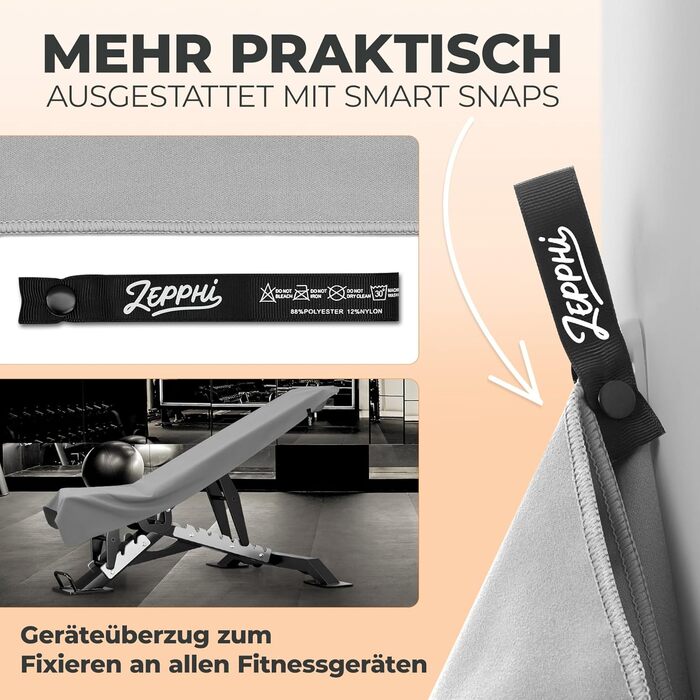 Рушник для фітнесу Zepphi: 120x50 см + 80x30 см | Мікрофібра, кишеня на блискавці | Швидковисихаючий, для спортзалу та тренувань