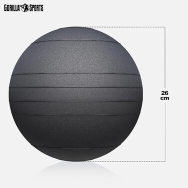 М'яч Slam Ball GORILLA SPORTS 10 кг – антиковзний, для фітнесу та кросфіту, чорний, вага 10 кг