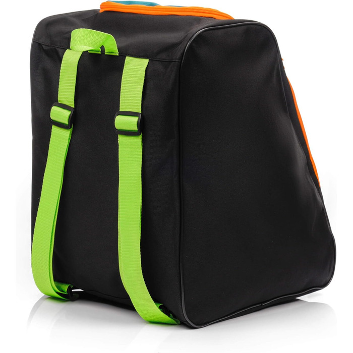 Чохол для лижних черевиків Meteor 42x42x30 см - рюкзак для лиж, черевиків, шолома та аксесуарів. Міцний, водостійкий, з поліестеру 600D, з ручками, для зберігання лижного спорядження. Зелений / Чорний