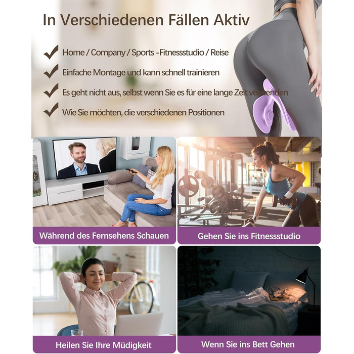 Тренування стегон та сідниць Oberschenkeltrainer 35lb для жінок та чоловіків. Тренажер для дому. Фітнес, спорт, 16 кг, фіолетовий