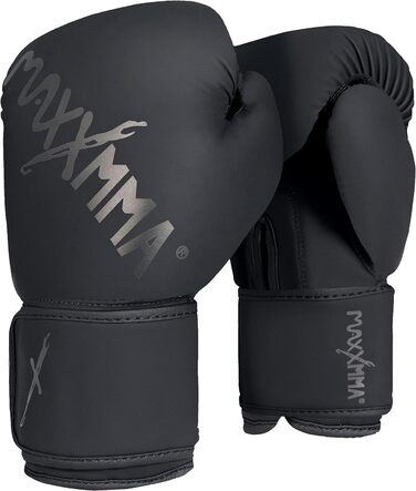 Боксерські рукавички MaxxMMA Pro Style для чоловіків та жінок, 10 унцій, чорні. Ідеально для тренувань, спарингу, муай-тай, кікбоксингу та роботи з мішком.