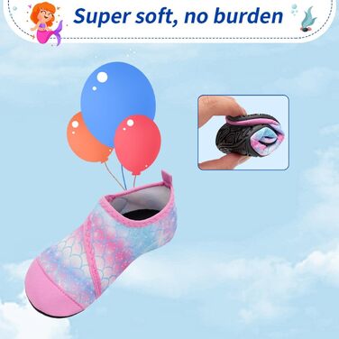 Дитячі аквашузи для купання WateLves: зручні, неслизькі, для басейну та пляжу (24/25 EU, 225 Рожево-блакитний)