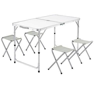 Складний стіл Campingtisch CASARIA® 120x60 см, білий, з регулюванням висоти, для 4 осіб, водостійкий, для кемпінгу та саду