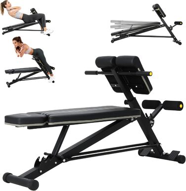 Тренажер для дому Hantelbank 5514: регульована розкладана лава з бегунком для ніг та подушкою для пречера