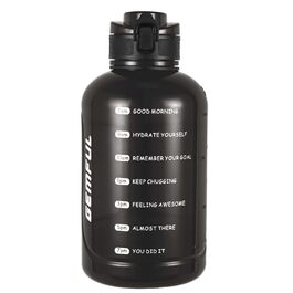 Пляшка спортивна GEMFUL 3л з міткою часу, соломинкою та ручкою, сіра. BPA-free, герметична, для фітнесу, тренувань та активного зволоження.