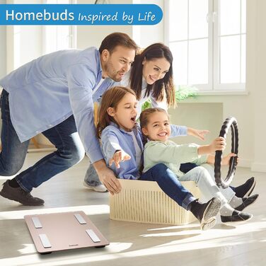 Інтелектуальна вага для тіла Homebud з LED-дисплеєм, рожеве золото, 182 кг, точність 0,05 кг, 13 показників тілобудови, синхронізація з додатком
