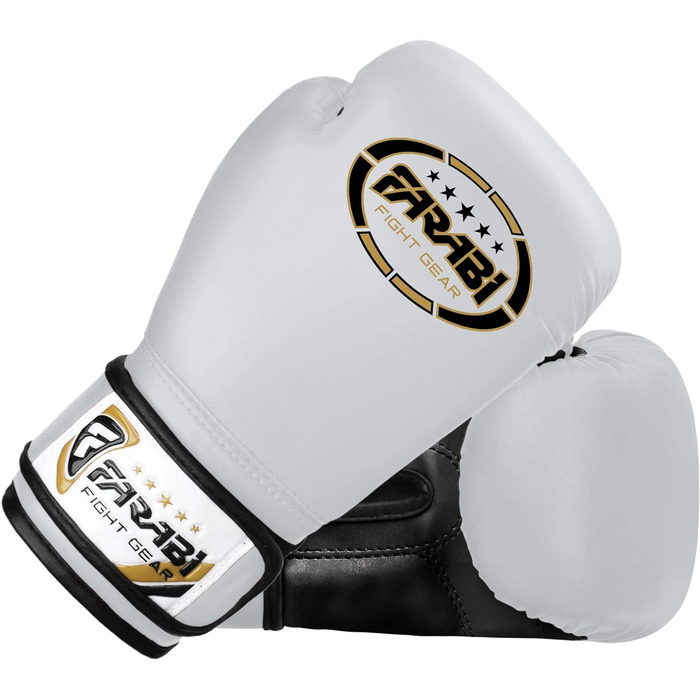 Дитячі боксерські рукавички Farabi Sports 6oz/8oz - білі для боксу, ММА, муай-тай, кікбоксингу та спарингу