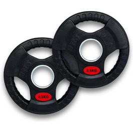 Олімпійський диск PH Fitness Premium 2 x 2,5 кг, гума, тригранна ручка, 50 мм для гантелей і штанг, набір для домашнього спортзалу