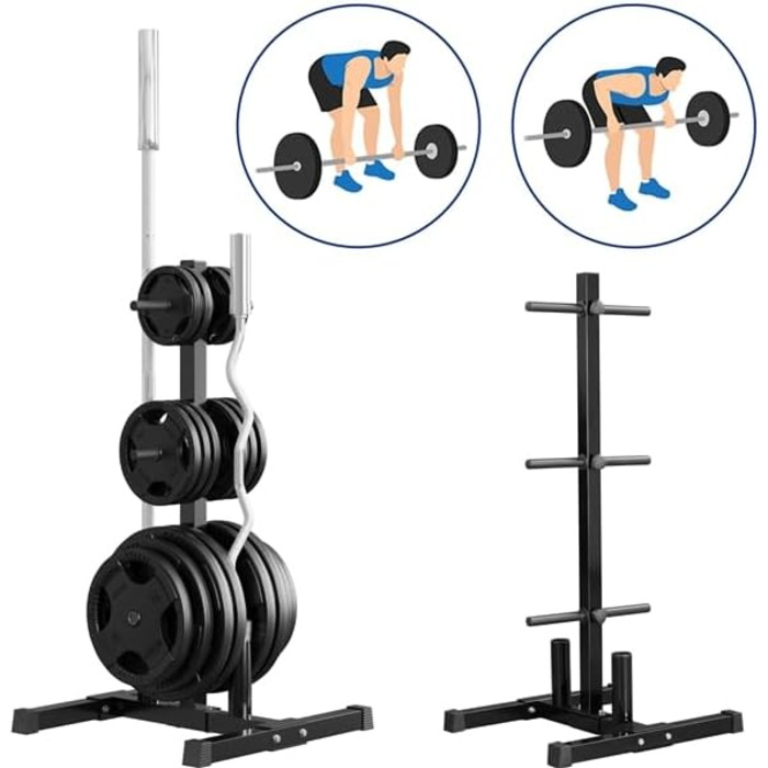 Стійка для гантелей Yaheetech - дерев'яний підсвічник для гантелей, стійка для ваги з 6 стієк, 28 мм, сталь, максимальне навантаження 400 кг