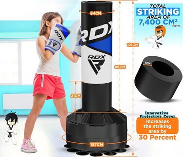 Боксерський мішок RDX Junior Standbox, рукавички для тренувань, MMA, кікбоксинг, бокс, 4 фути (блакитний)