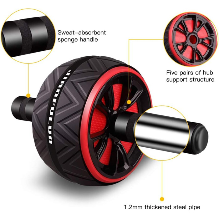 Ролер для пресу з подвійними колесами, комплект з килимком для колін. Тренажер для пресу, допомога у схудненні, фітнес, тренування, білий
