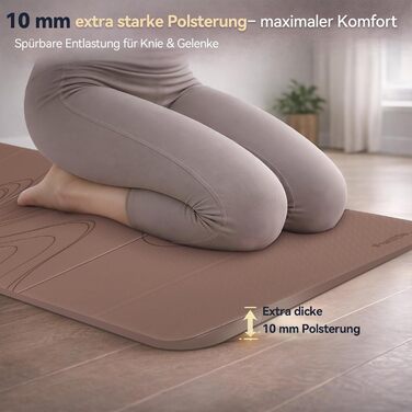 Килимок для йоги FunLife XXL 190x66x10мм: Нековзкий, складаний, для йоги, пілатесу та фітнесу (Колір: Карамель-Абрикос)