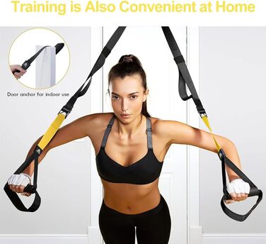 Тренажер Sling Trainer для всього тіла, підвісний тренажер для дому, комплект Suspension Trainer, для силових тренувань, домашні та вуличні тренування, чорно-жовтий