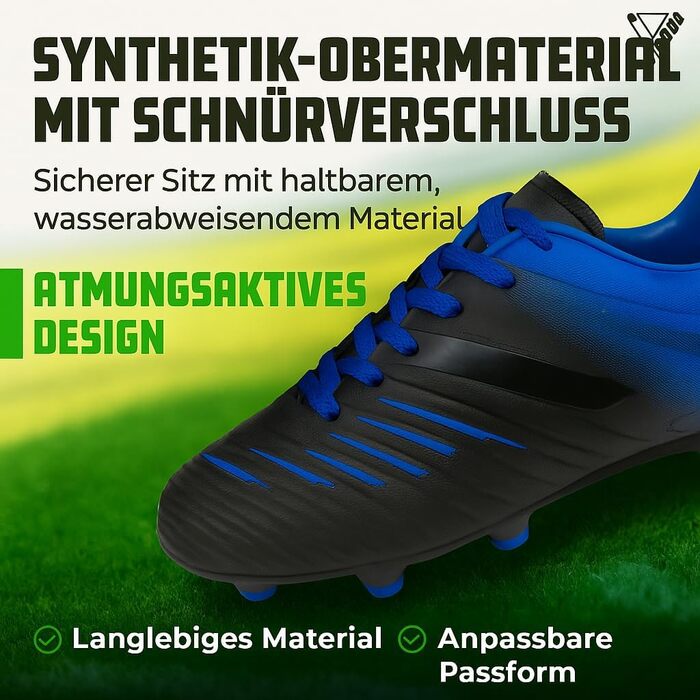 Дитячі футбольні бутси Vizari FG для штучного та натурального газону | Червоно-сині футбольні черевики для хлопчиків та дівчаток, розмір 33.5-38 (EU)