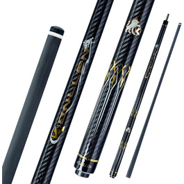 KONLLEN Billardqueue з вуглецевого волокна, 58 дюймів, професійний більярдний кий для дорослих, технологія Vollcarbon, мінімальний відгін, наконечник 12.5 мм (Pro Taper, ультрагладкий) KL-3K