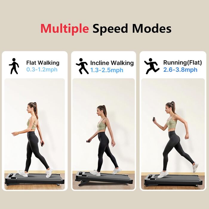 Bluearth Walking Pad: Ходункова доріжка з регулюванням нахилу 10%, стіл для бігу, смарт-додаток, доріжка для дому з LED-дисплеєм, чорний колір