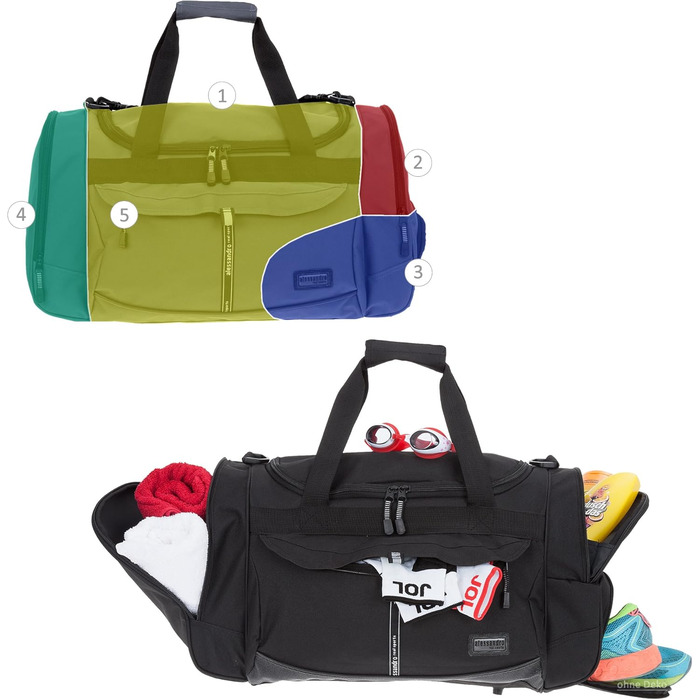 Спортивна сумка ALESSANDRO ELEPHANT Mate 55 см, 45 л, чорний з білим орнаментом, для фітнесу та подорожей