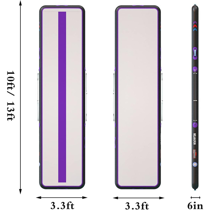 Надувна гімнастична матка Air Matte 400x100x20 см з насосом для гімнастики, йоги, дому, залу та челедингу (фіолетовий)