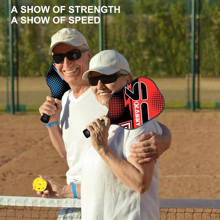 Набір для піклболу Graphit Pickleball: преміум-ракетки з волокнистою поверхнею та полімерним ядром, м'ячики, запасний м'який хват та сумка (чотириколірні ракетки)