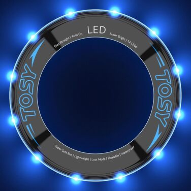 Літаючий ринг TOSY з LED підсвіткою (синій) - безпечний, водонепроникний, для басейну, пляжу, кемпінгу
