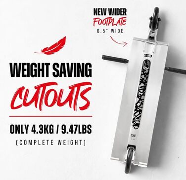 Трюковий самокат CORE Stunt Scooter Trick 110mm ABEC 9, висота 78-96 см, сріблястий, для дітей та професіоналів (від 5 років) + наклейка Fantic26