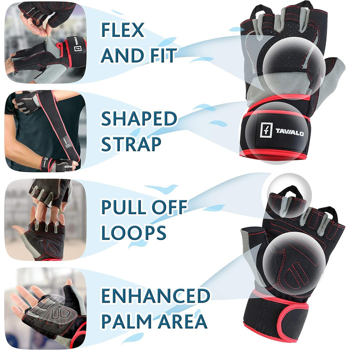 Рукавички для фітнесу та тренувань чоловічі Fitnesshandschuhe L (19-22 см), різні кольори (сірий/чорний/червоний), подвійна шкіра, для силових тренувань, бодібілдингу, кросфіту, без AZO та фталатів, сертифікат CE