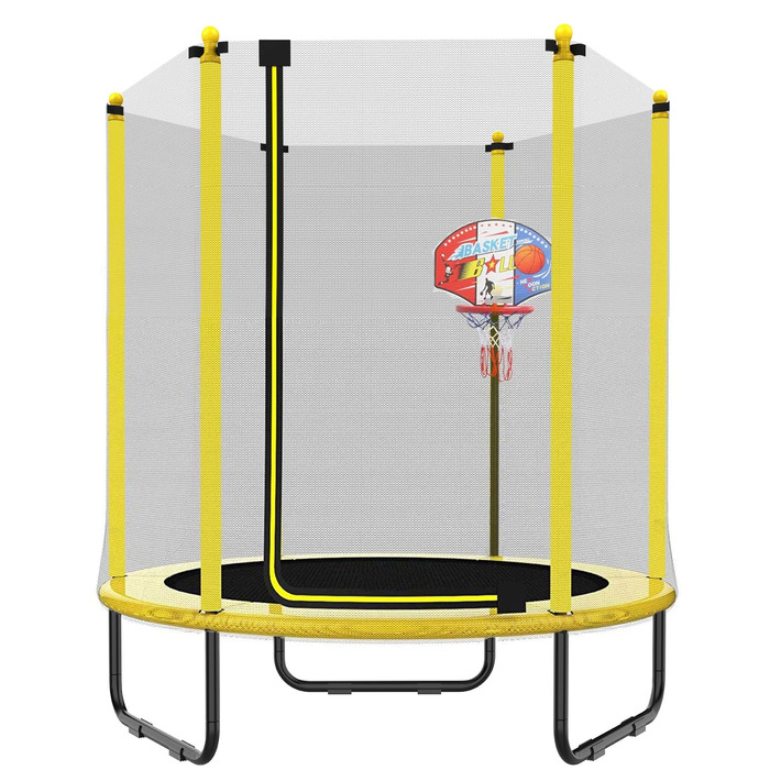 Батут PILIN для дітей з сіткою та баскетбольним кільцем, до 50 кг, для дому та саду. Ідеальний подарунок на день народження