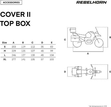 Чохол для мотоцикла REBELHORN Cover II Top Box - міцний поліестер, захист від крадіжки, чорний S